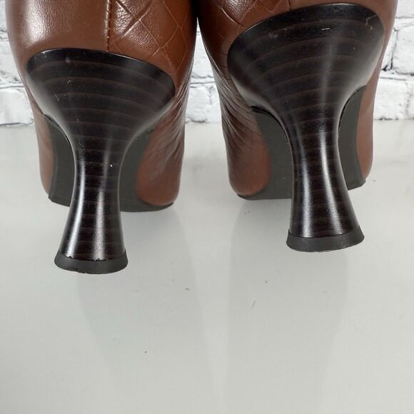 Clarks Kataleyna Rose Pump Brown Croc Leather Slip On Low Flared Heel Women 10 W - Picture 13 of 15